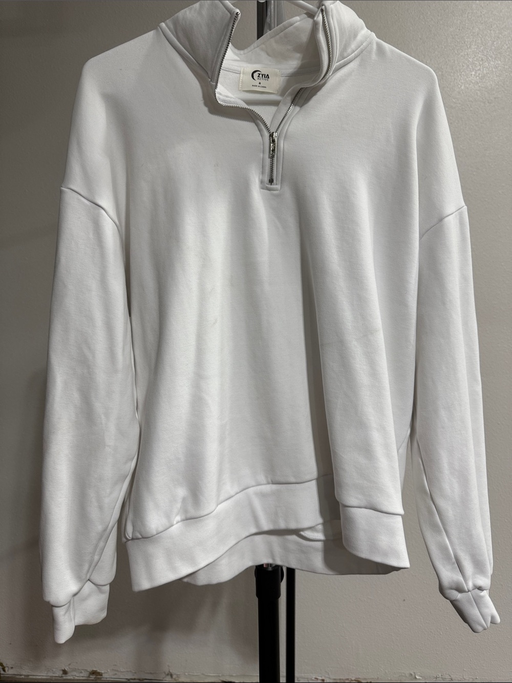 Women's White Quarter-Zip Sweatshirt Hoodie